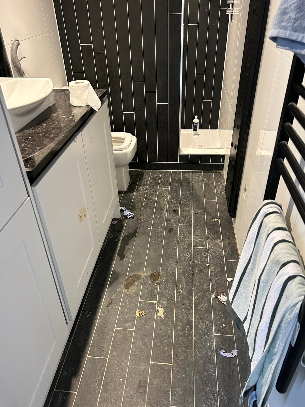 Bathroom floor, before clean